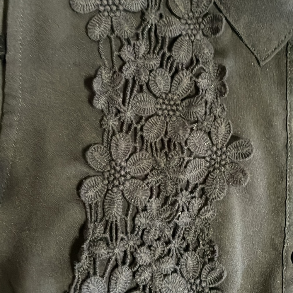PHILOSOPHY Sheer Embroidered Detail Black Sleeveless button‎ downSize Medium - Picture 5 of 7